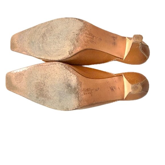 Salvatore Ferragamo Slip-On Kitten Heels in Saddle  Mule Pumps in Saddle sz 9.5 - Picture 13 of 13
